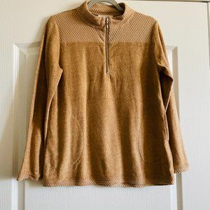 Stan Herman Womens Soft Fleece Comfy Pullover ¾ Zip Size XS